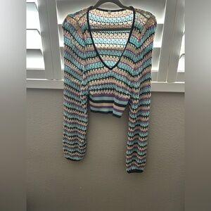 Chic Multicolor Striped V-Neck Women's Blouse
